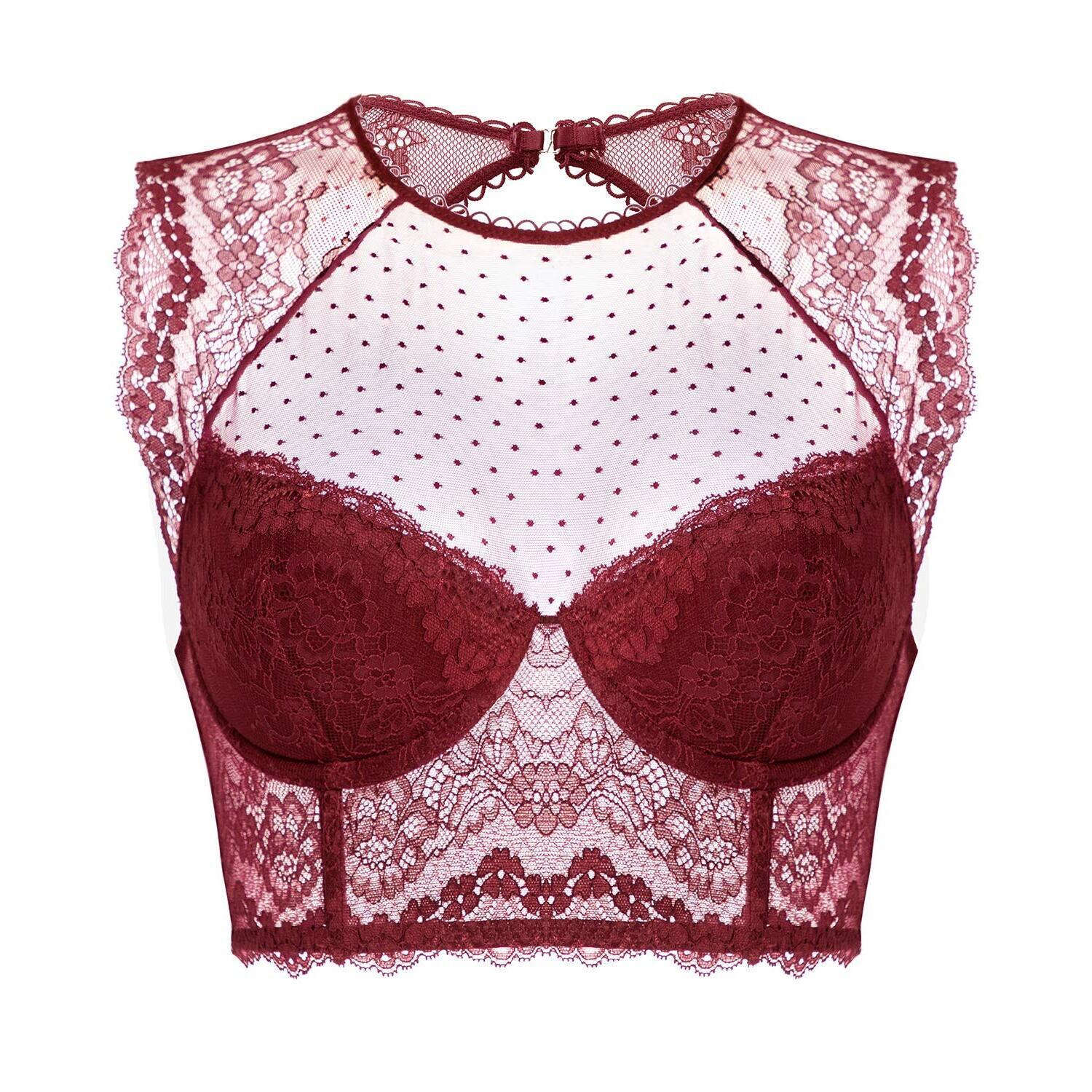 7391 Lace Corset Top Sexy Bralette Bustier Bra Underwire Plus Size Crop Top